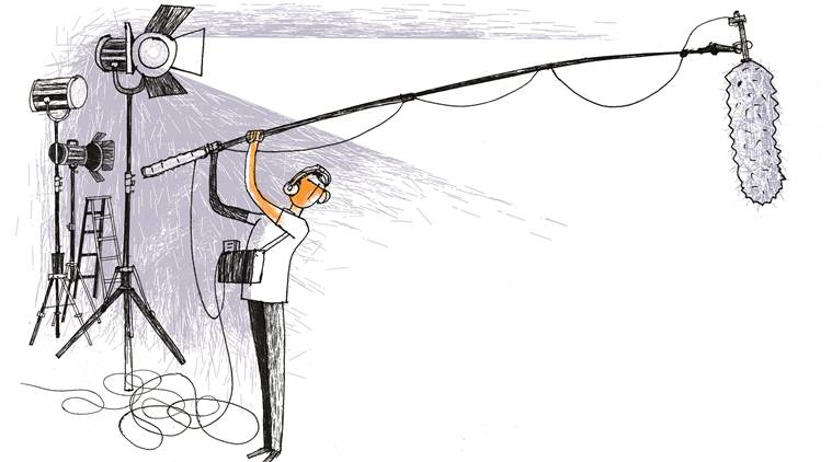 Som no Audiovisual: homem segurando boom em um set