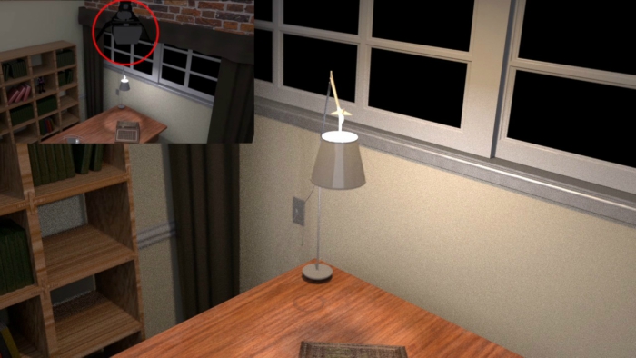 Abajur com um refletor em cima