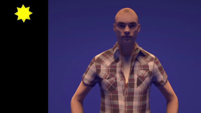 Luz solar diretamente acima da pessoa