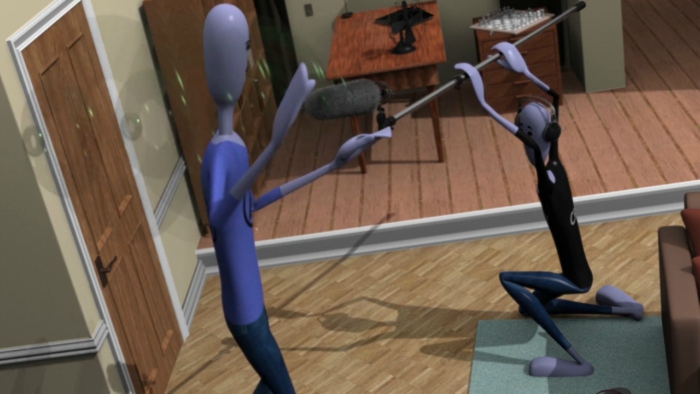 Cena com boom posicionado por baixo