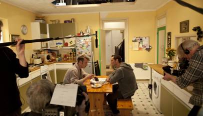 Como operar um microfone boom: set de gravação